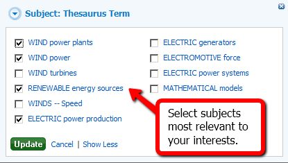 Subject headings in the thesaurus